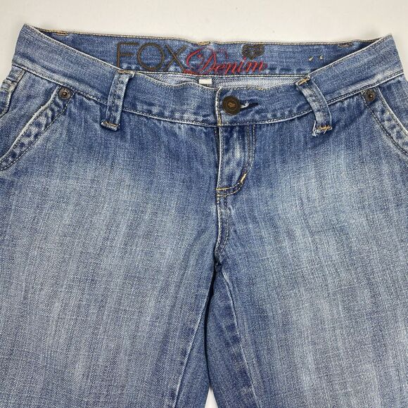 Fox Racing Bermuda Jean Shorts Sz 3 /small Blue Medium Wash Y2K Beach - Picture 3 of 7